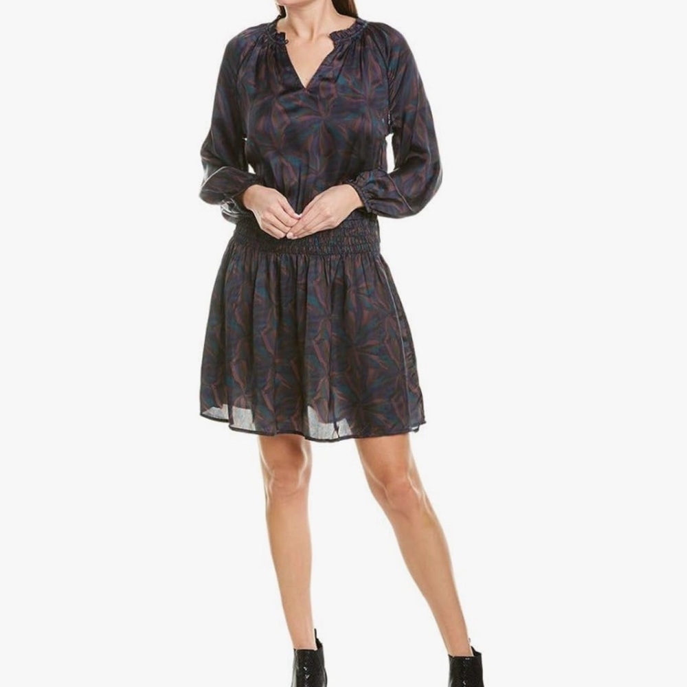 Velvet by Graham & Spencer Maine Drop Waist Dress Multicolor Long Sleeve XS